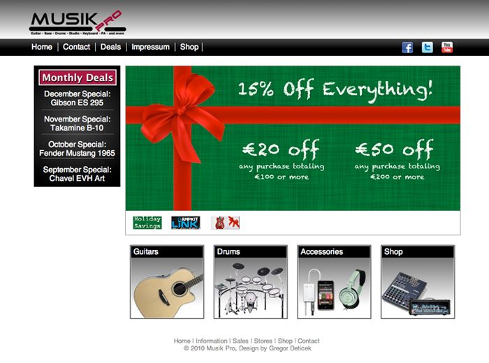 Screenshot of the Musik Pro Website